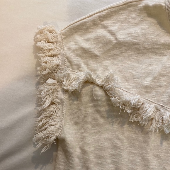 Shilla Light Tan Frayed Top - Picture 3 of 5